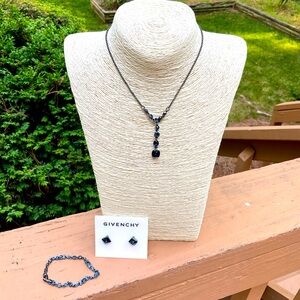 Givenchy 3 pc Blue Jewelry Set: Necklace Bracelet Earrings